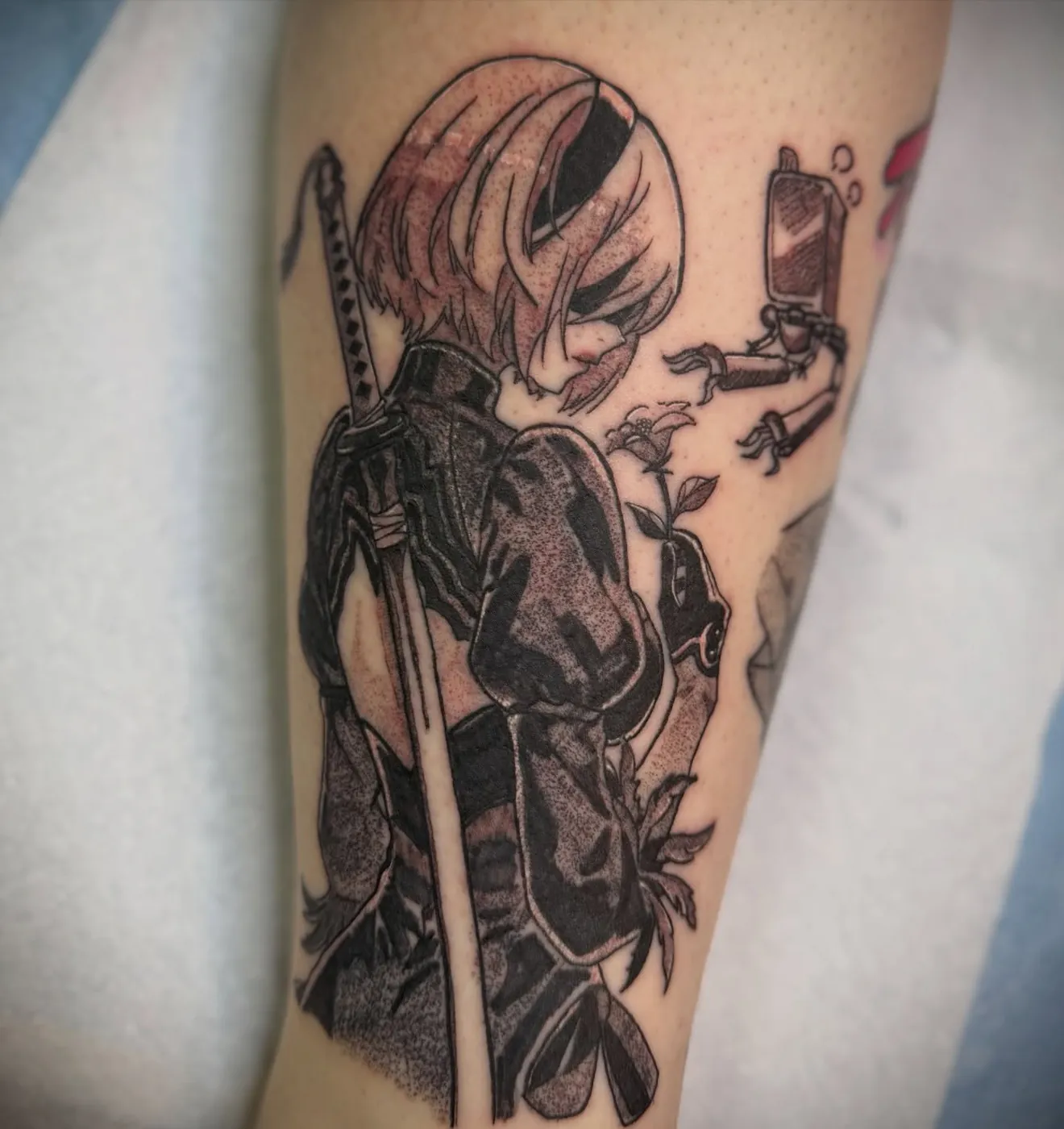 2B from NieR tattoo by LoLo