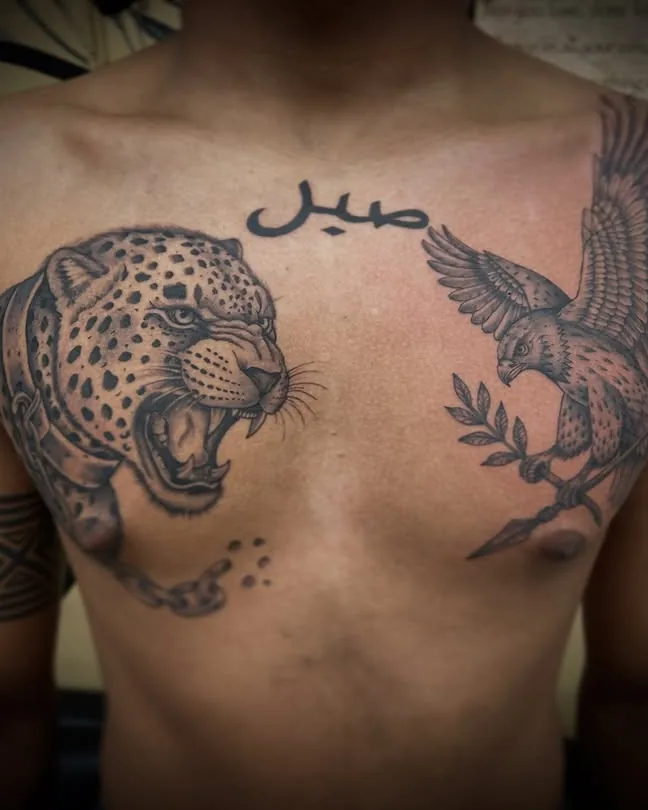 Chest jaguar tattoo by To'a